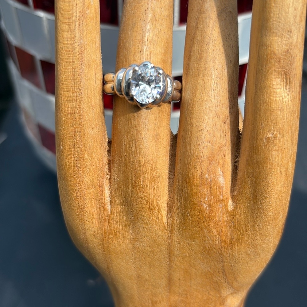 Diamonique Cubic Zirconia Stamped 925 Silver Solitaire Ring with Prong Setting.